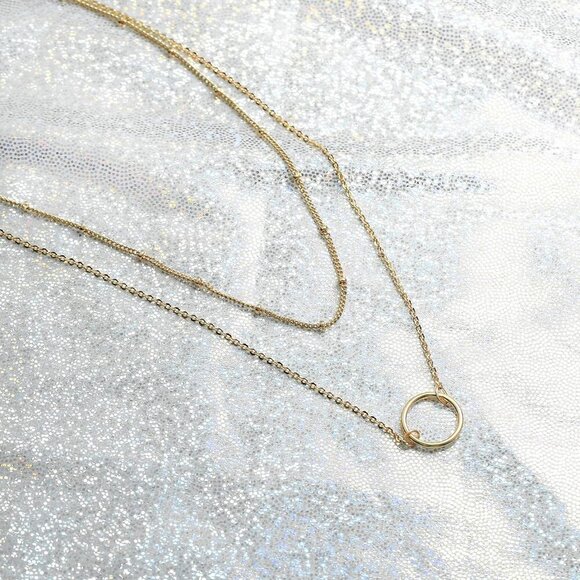 Layered Heart Necklace Pendant Handmade 18k Gold Plated Dainty Gold Choker Arrow - Picture 5 of 7